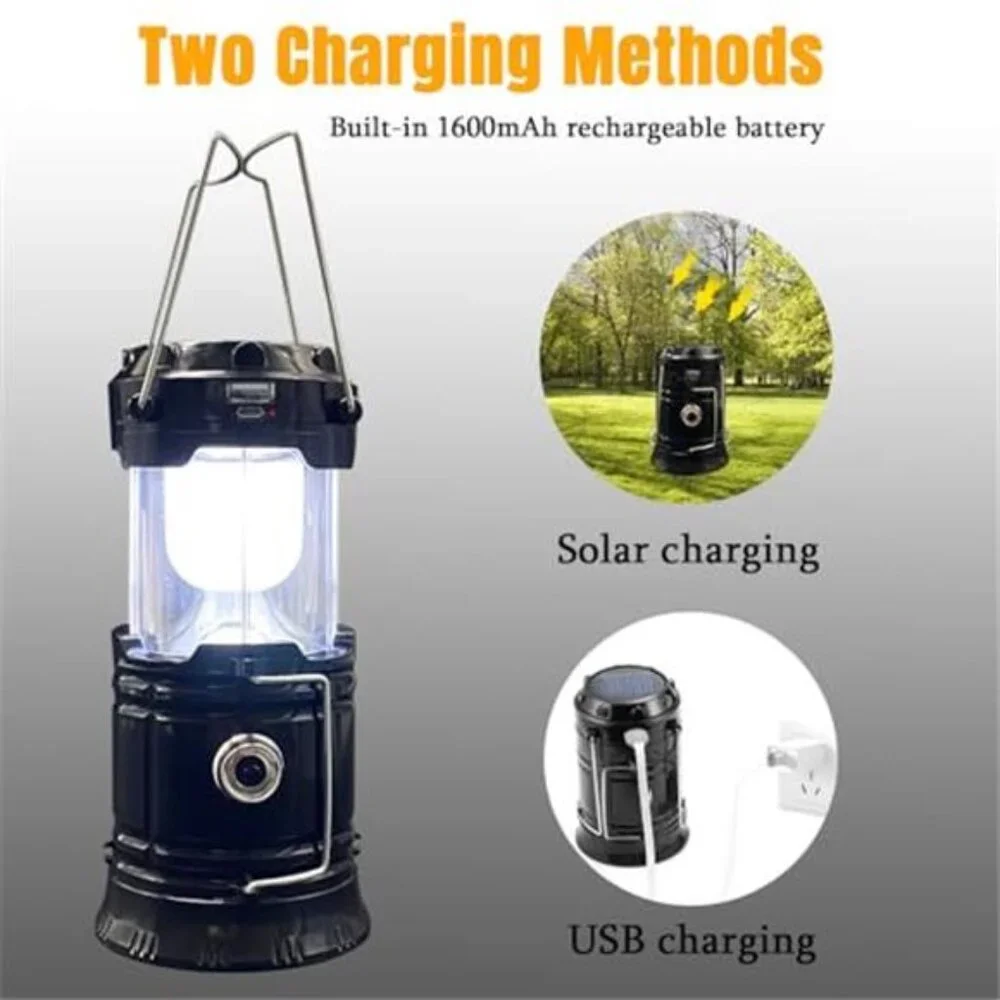 Collapsible LED Camping Lantern Solar USB Rechargeable Waterproof Flashlight